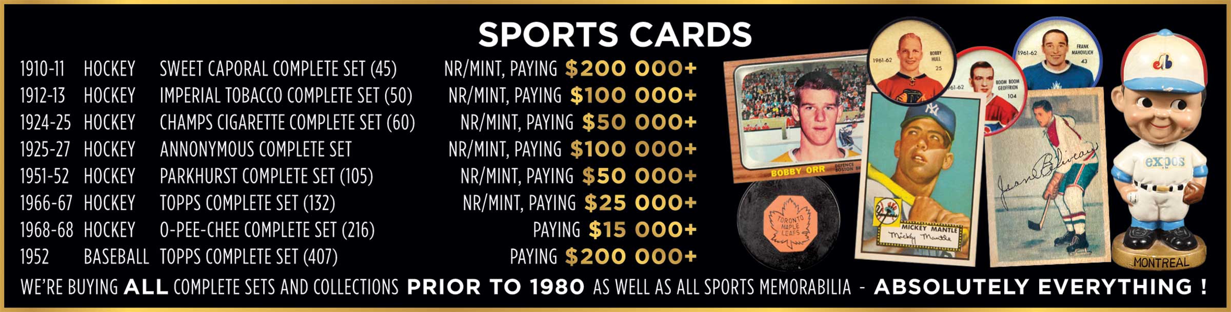 Sports Cards — Complete sets, pre-1980