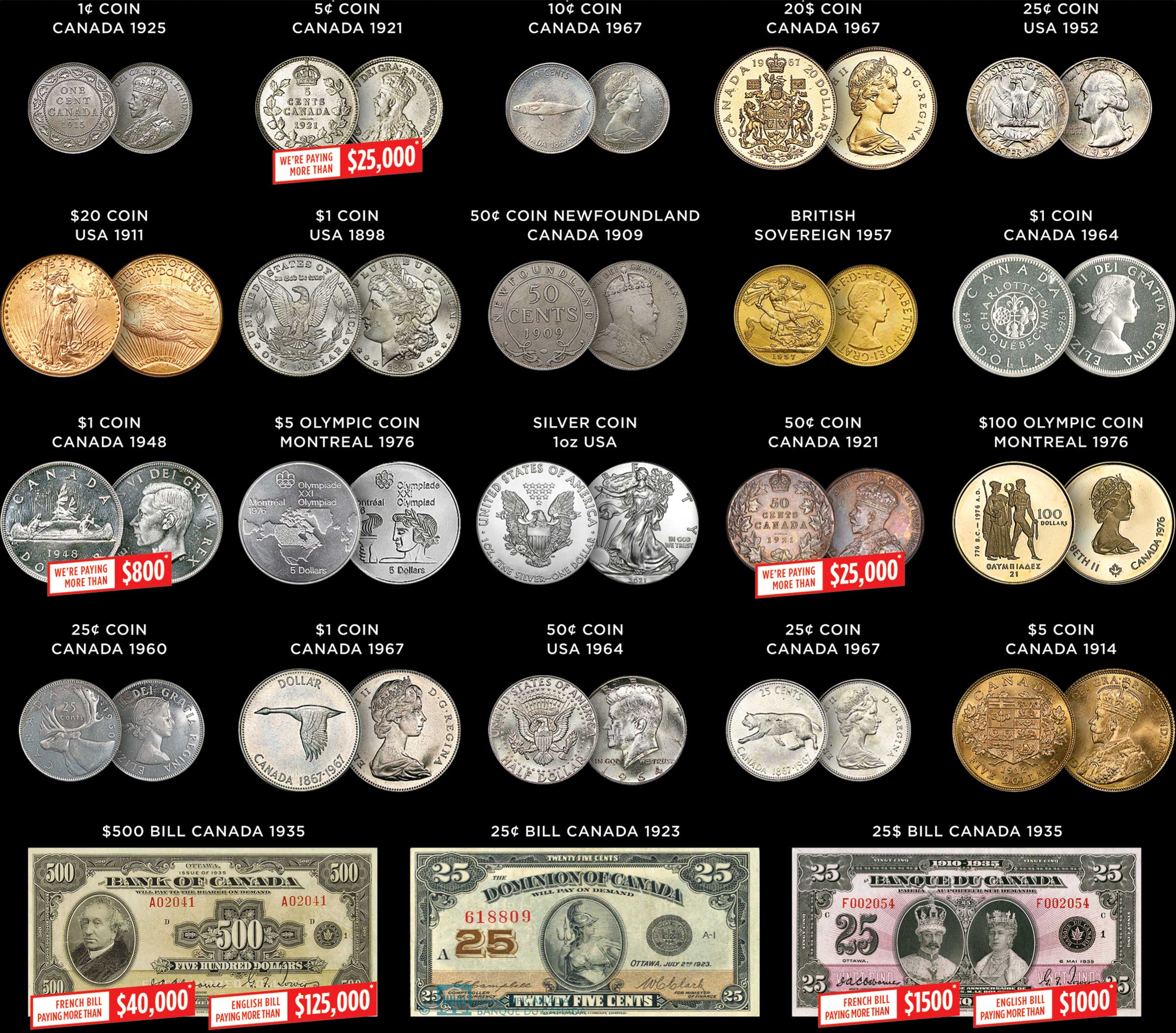 Rare coins and banknotes — high value